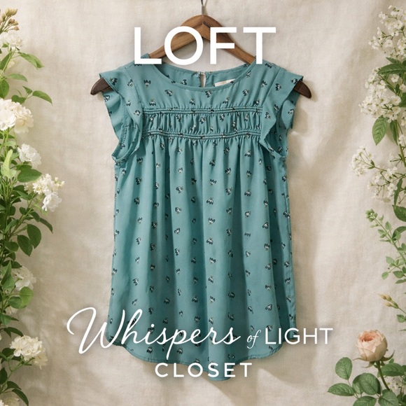 LOFT Tops - LOFT Petite Floral Sleeveless Blouse | Soft Teal | Size SP